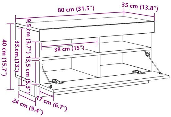 vidaXL Tv-meubel met LED-verlichting 80x35x40 cm gerookt eikenkleurig