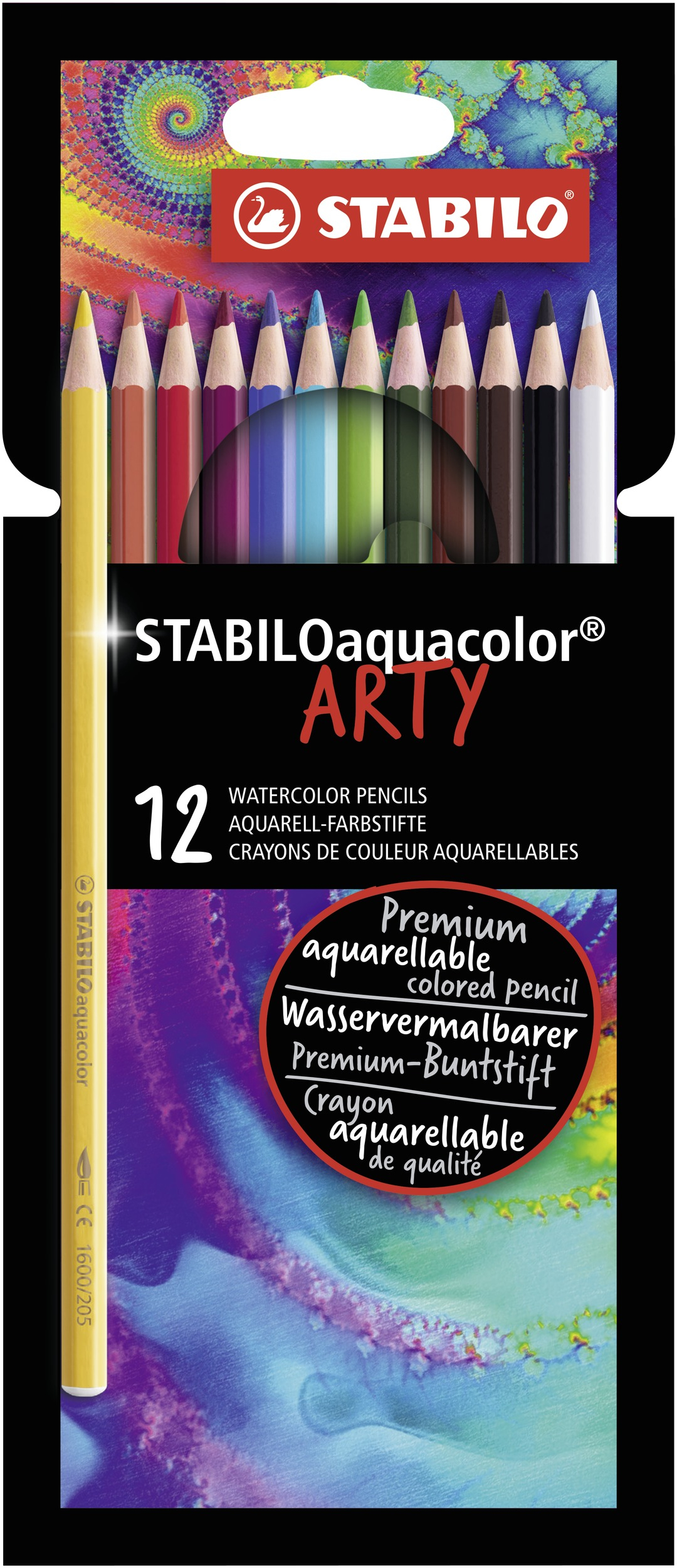 STABILO aquacolor, premium aquarel kleurpotlood, ARTY etui met 12 kleuren