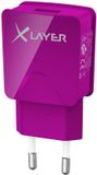 XLayer USB Oplader - USB Stekker - 5V / 2.1A / 10.5W – Universele Oplader - Paars
