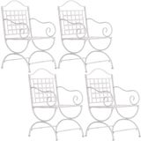 CLP Lotta tuinstoel set van 4 - metaal - art-nouveau - armleuningen - antiek/wit