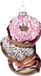 Viv! Christmas Kerstornament - Stapel donuts - glas - roze bruin - 12cm