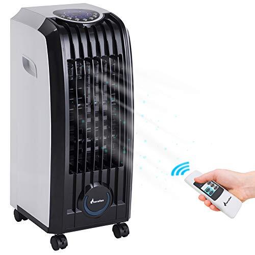 BAKAJI Air Cooler koeler, ventilator, luchtbevochtiger, maximale prestaties, waterkoeling, met watertank, timer en afstandsbediening (4 liter)