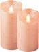 Lumineo bougies LED/bougies piliers - set 2x pièce - rose clair - D7,5 cm - avec minuterie
