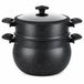 Royal Swiss Casserole à vapeur – Couscoussier – 10L – Couvercle en verre – Induction – Noir