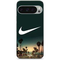 Google Pixel 9 Pro XL Maniacase Nike Logo Achtergrond Californië Palmbomen Bij Nacht Shell