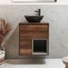 Hudson Reed Hoxton Meuble sous vasque suspendu 60cm Chêne foncé avec étagère ouverte, éclairage LED et vasque à poser ovale Graphite