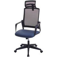 Bureaustoel HWC-J52, bureaustoel, ergonomische hoofdsteun, kunstleer ~ blauw-grijs