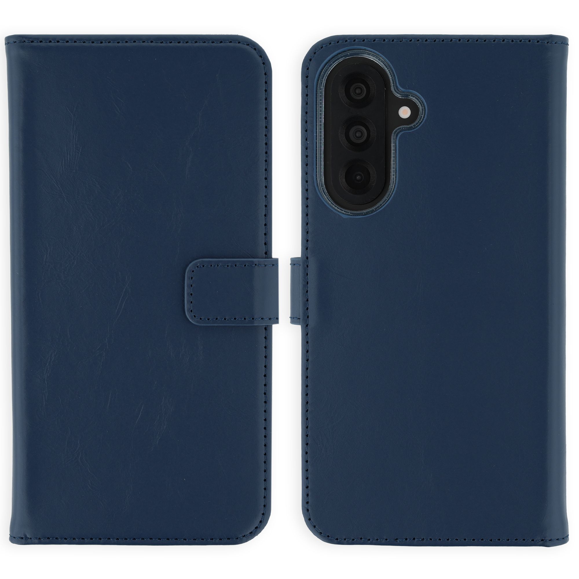Selencia Echt Leren Bookcase Samsung Galaxy A37 (5G) - Donkerblauw