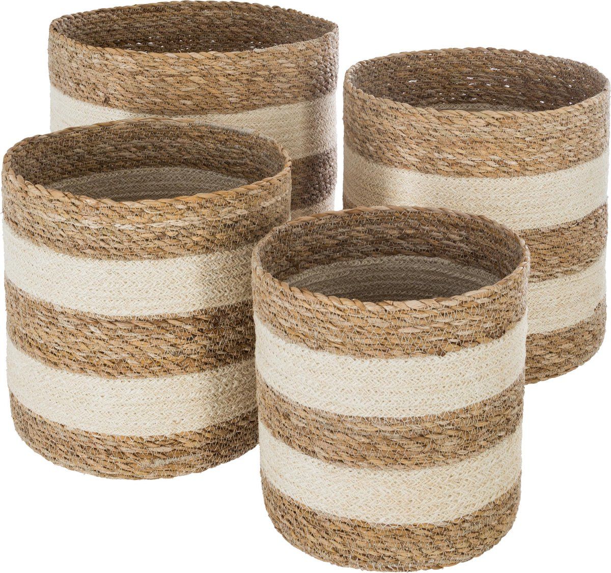 Atmosphera Manden set van 4 - Jute - Naturel - Opbergmanden - 3560238335048