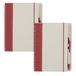 Merkloos Notitieboekje/opschrijfboekje A5 - 2x - rood - Harde kaft - 18 x 21 cm - 70 blanco pagina's - rood elastiek