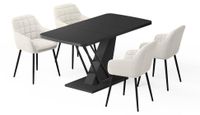 Vicco Fenaro Dining Table Set, Black, 120x80cm | with 4 Dining Chairs