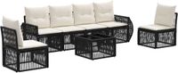 vidaXL Tuinbank Set 7-delig Zwart en Crèmewit Polyrattan