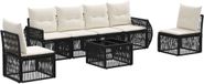 vidaXL Tuinbank Set 7-delig Zwart en Crèmewit Polyrattan