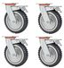 Roues de transport 200 mm, 4 pièces, avec frein, pivotantes à 360°, 500 kg par roue