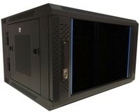 DSIT 6U wandkast (kantelbaar) met glazen deur en geperforeerde zijwanden 600x600x368mm (BxDxH)