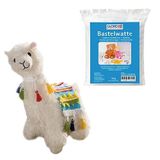 Glorex 04810-1K Lama wit knuffeldier complete set ca. 23 cm + 100 g katoen om te knutselen en te knuffelen