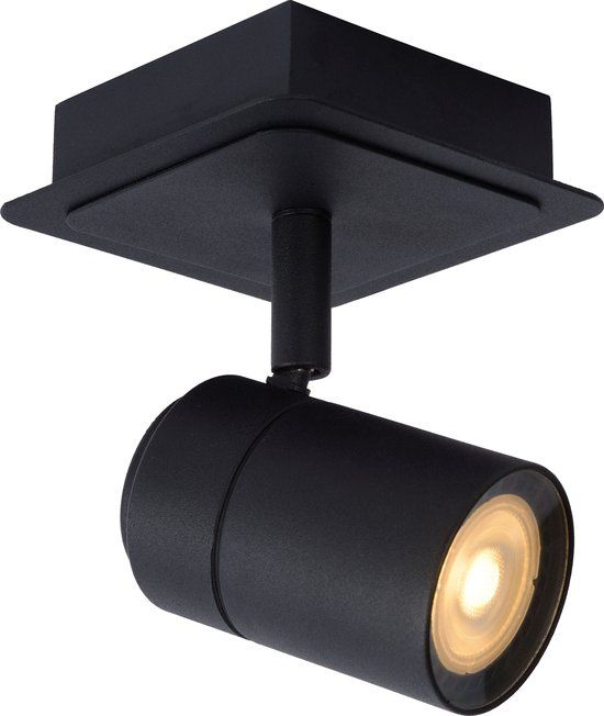 Lucide LENNERT - Plafondspot Badkamer - LED - GU10 - 5W - Zwart - IP44 - Dimb.