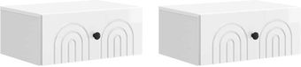 vidaXL Table de chevet murale laqué blanc 2 pièces