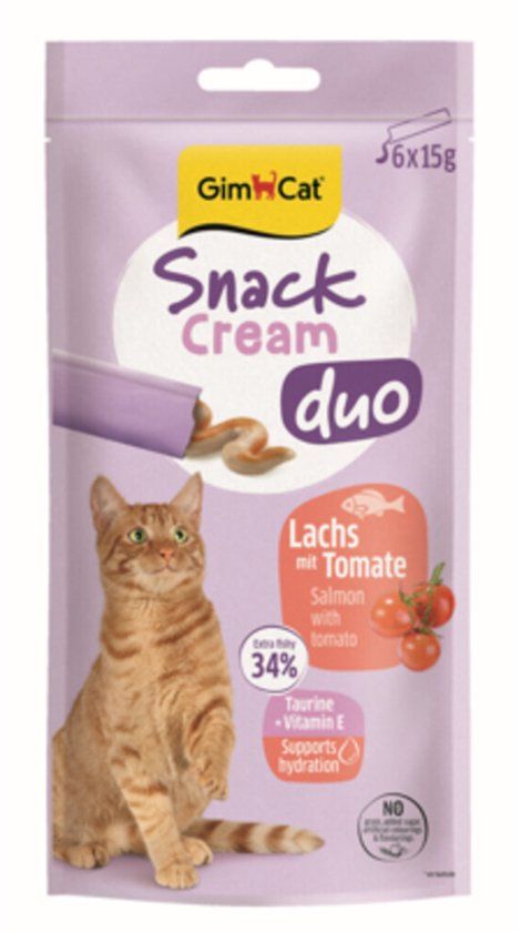 GimCat Kattensnack Cream Duo Zalm & Tomaat - 6 x 15 gr