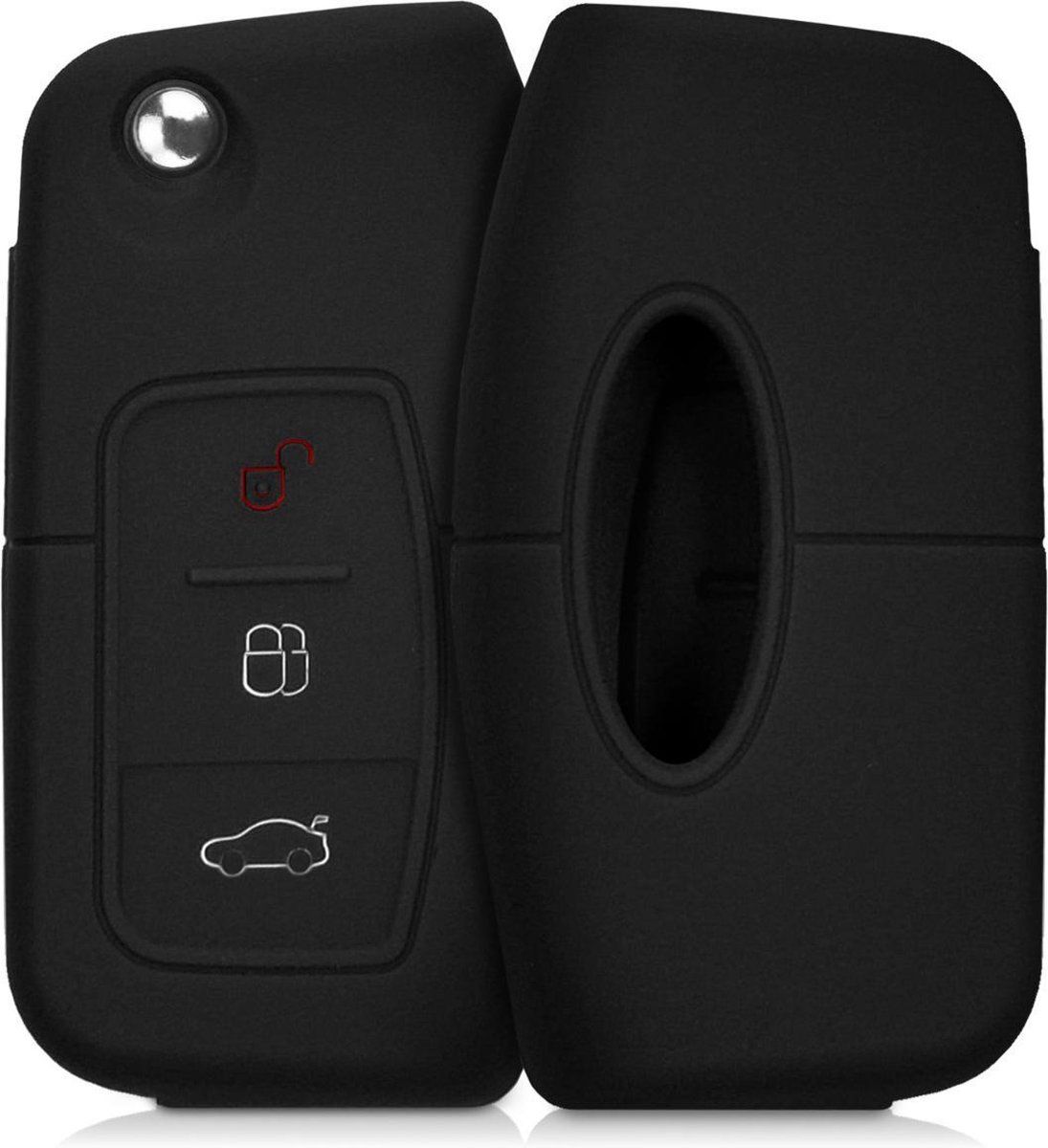 kwmobile autosleutelhoes voor Ford 3-knops inklapbare autosleutel - Siliconen beschermhoes in zwart