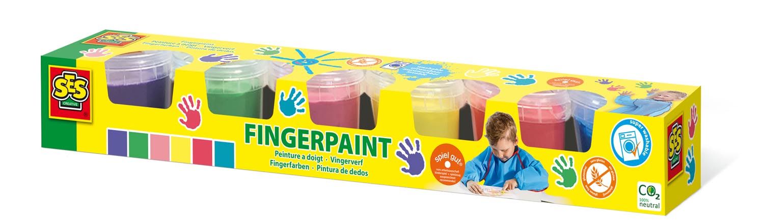 SES Creative Vingerverf 6 kleuren - Mengbaar - Makkelijk uitwasbaar