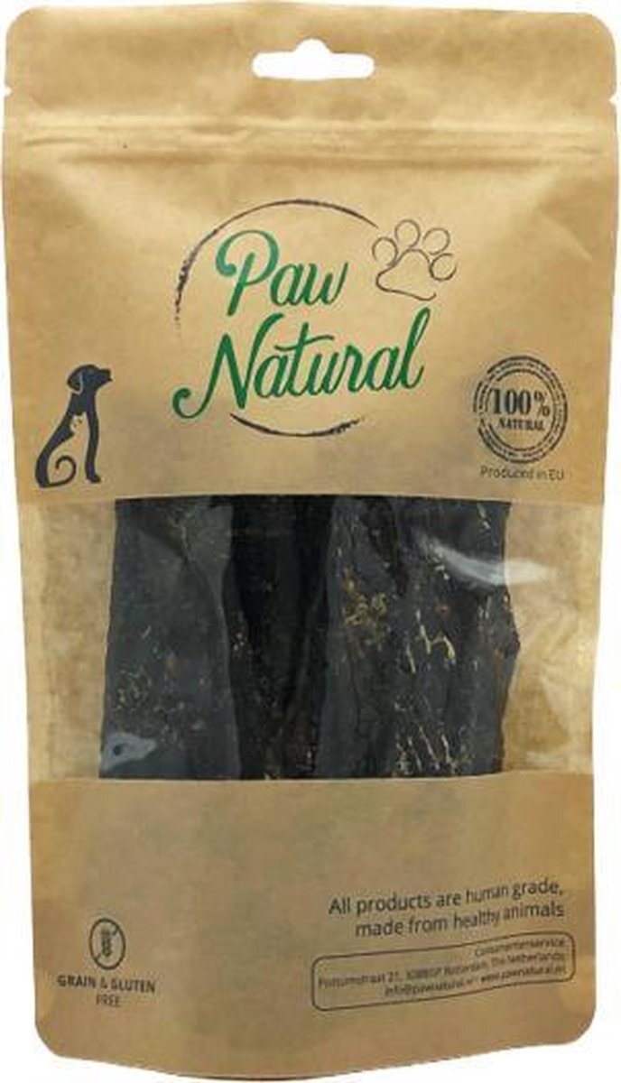 Paw Natural Rund Vleesreepjes Snacks voor Honden, Training Traktaties Beloningen 150g. Graan en Glutenvrij Naturel Hondenvoer voor dieren, alle rassen.