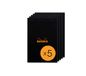 RHODIA 190009Cpack - Geniet Notitieblok N°19 Zwart - A4+ - 80 Afscheurbare Vellen - Clairefontaine Wit Effen Papier 80 g/m² - Omslag van Gecoat Karton - Pakket van 5 blokken