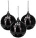 Christmas Decorations Disco kerstbal - 3x - zwart - 6 cm - kunststof en glas - discobol - spiegel - discobal - kerstversiering
