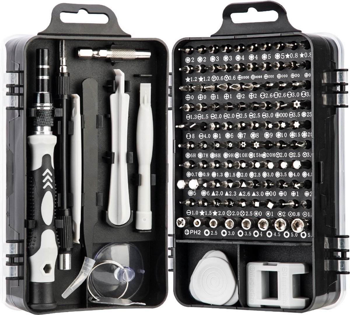 QualityB4Quantity schroevendraaier set - precisie reparatie set - eletronica reperatie set - 117 delig - GRIJS