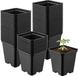 Garronda Set van 50 vierkante kunststof kweekpotten met drainagegaten voor tuin (Zwart, 9 x 9 x 9,6 cm (0,5L)) GD-KW-S