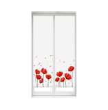 Blindecor Duo Relax Rolgordijn met 2 stuks, transparant, zonder boren, Easy Fix, digitale print, model Klaprozen, 40 x 150 cm (B x H), stofgrootte: 37 x 145 cm