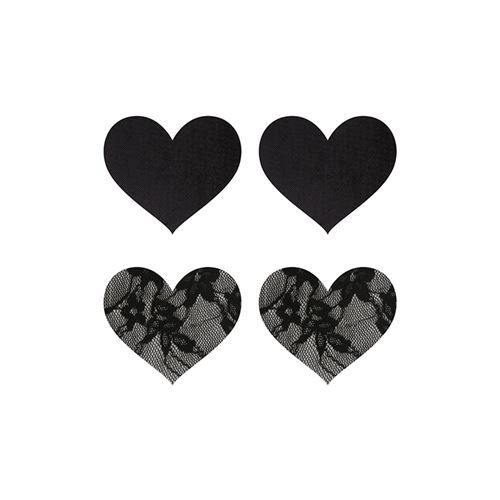 Peekaboo Peekabo 2 paar tepelstickers hart zwart en kant