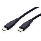 ROLINE USB 2.0-kabel, type C-C, M/M, Silicone, 60W, zwart, 1 m