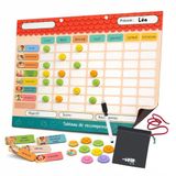 TINIOP® - Magnetisch beloningsbord voor kinderen – week- en dagelijkse planner met geïllustreerde magneten en smiley – organisatie, autonomie, positief gedrag – bevestiging voor koelkast of muur
