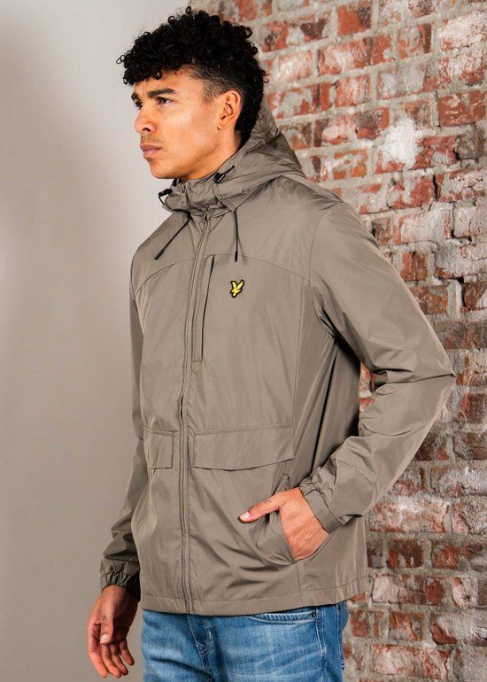 Lyle & Scott Lightweight hooded zip through jacket - khaki ash