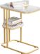 SoBuy FBT110-G Bijzettafel - Gouden Salontafel met Marmereffect