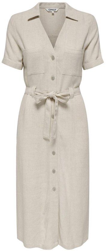 Only ONLSIESTA SS LIN BL SHIRT DRESS PNT NOOS Dames Jurk - Moonbeam - Beige - M