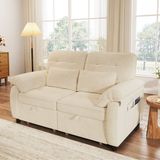 STILVORA Canapé-lit 142 X 90 X 86,5 Cm - 3 En 1 Extensible Avec Dossier Réglable Et Usb - Pour Salon Et Chambre D'amis - Chenille Beige