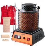 Vevor Four de fusion d'or numérique avec creuset en céramique de 5 kg, four de fusion électrique 1500 W max. 1150 ℃, kit de four de fusion de métaux pour la fabrication de bijoux, lingots de métal, pièces métalliques, noir