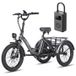 Fafrees F20 Mate tricycle, vélo pliant, vélo électrique, 3 roues, pneus larges, 48V LCD, 20Ah, noir + sacoche vélo noire + pompe à air