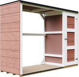 Timbela M981-REDWOOD RED - LP SmartSide Buitenopslag voor brandhout - 1,09 m² + 0,53 m² - 75x217xH159 cm - Gereedschaps- en houtopslag met verf