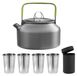 Solidchoice - Bouilloire de camping 0.8L Aluminium Set met 4 Bekers Inox