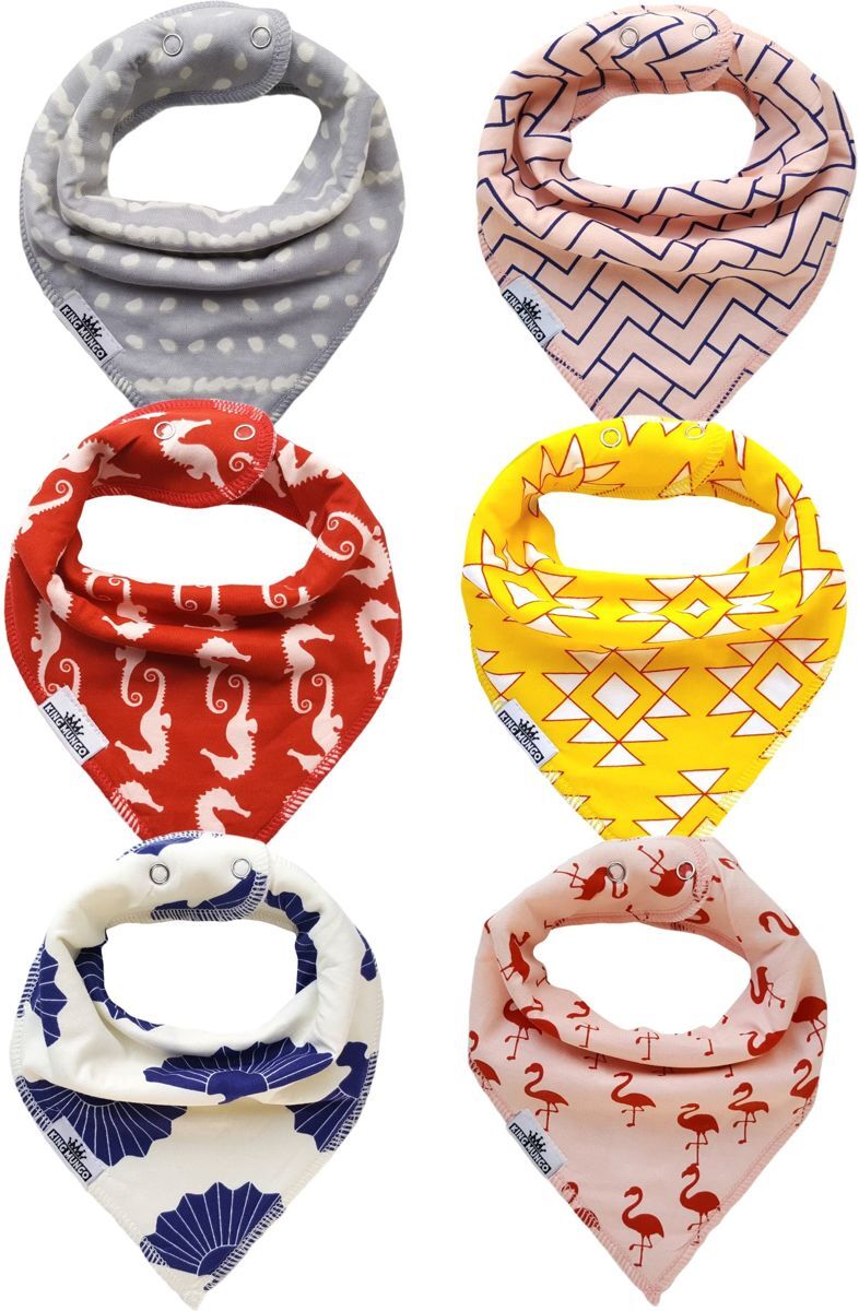 King Mungo Bandana slab - set van 6 stuks - Kwijlslabben in unieke en hippe prints voor meisjes - collectie voorjaar/zomer 2018 - Puntslabben voor baby s vanaf 3 maanden tot peuters van 3 jaar - leuke cadeauverpakking - wasbaar - - KMBB001