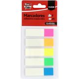 Fixo Notes 125 transparante en herplaatsbare kleefmarkers van kunststof, 12 x 45 mm, fluorescerende kleuren, schrijven met potlood of balpen, waterbestendig, perfect voor scholieren