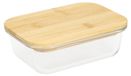 Balance Boîte en verre Balance - Boîte à pain en verre de qualité supérieure avec couvercle en bambou et anneau en silicone, boîte à lunch idéale pour les déplacements - boîte à goûter durable - Transparent