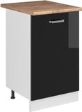 Vicco Keukenonderkast R-Line, Zwart hoogglans/Wit, 50 cm goudkleurig eiken werkblad