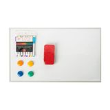 OFITURIA Magnetisch whiteboard, met aluminium frame, gemakkelijk te reinigen, 500 x 300 mm, met viltstiften, magneten en gum (COM0057)
