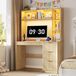 Bureau met LED-verlichting, USB-aansluiting en 3 lades, 100x55x168 cm