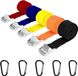Merkloos Korte Spanbanden - 5 stuks met 5 karabijnhaken, Verstelbaar - Voor auto, fiets, motor, bagage, camping - Meerkleurig, 25 mm x 1.5 m