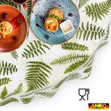 ANRO Tafelkleed Beige damast Groen Ovaal 220x140cm Rechte rand Afwasbaar Waterafstotend